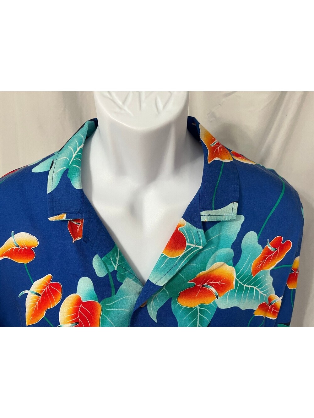 Vintage Hobie Men's Blue Orange Green Hawaiian s/s Shirt Large L RARE